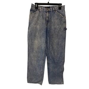 R&R Casuals Mens Acid Wash Carpenter Jeans Blue Denim 34x34 Vintage 90s Grunge